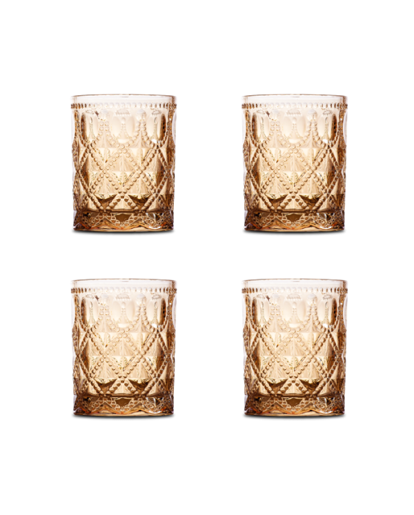 Set 4 bicchieri acqua in vetro con decoro a rilievo